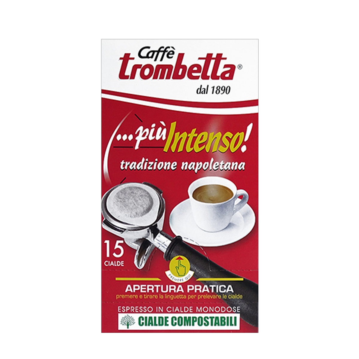 Caffè Trombetta Più Intenso in Cialda ESE – 12 Confezioni da 15 Cialde -  Caffè Trombetta